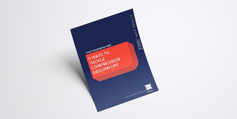 Flyer with text: 5 ways to tackle compression discomfort in navy and orange design.